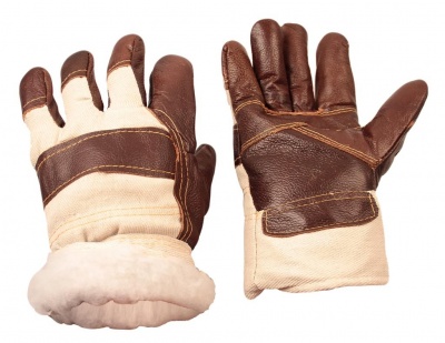 Перчатки кожаные комбинированные утеплённые, арт. 19